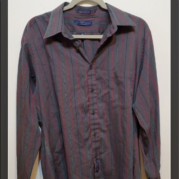 Geoffrey Beene Other - Geoffrey Beene Men Shirt Button Down Red Blue Striped 16 1/2 34-35